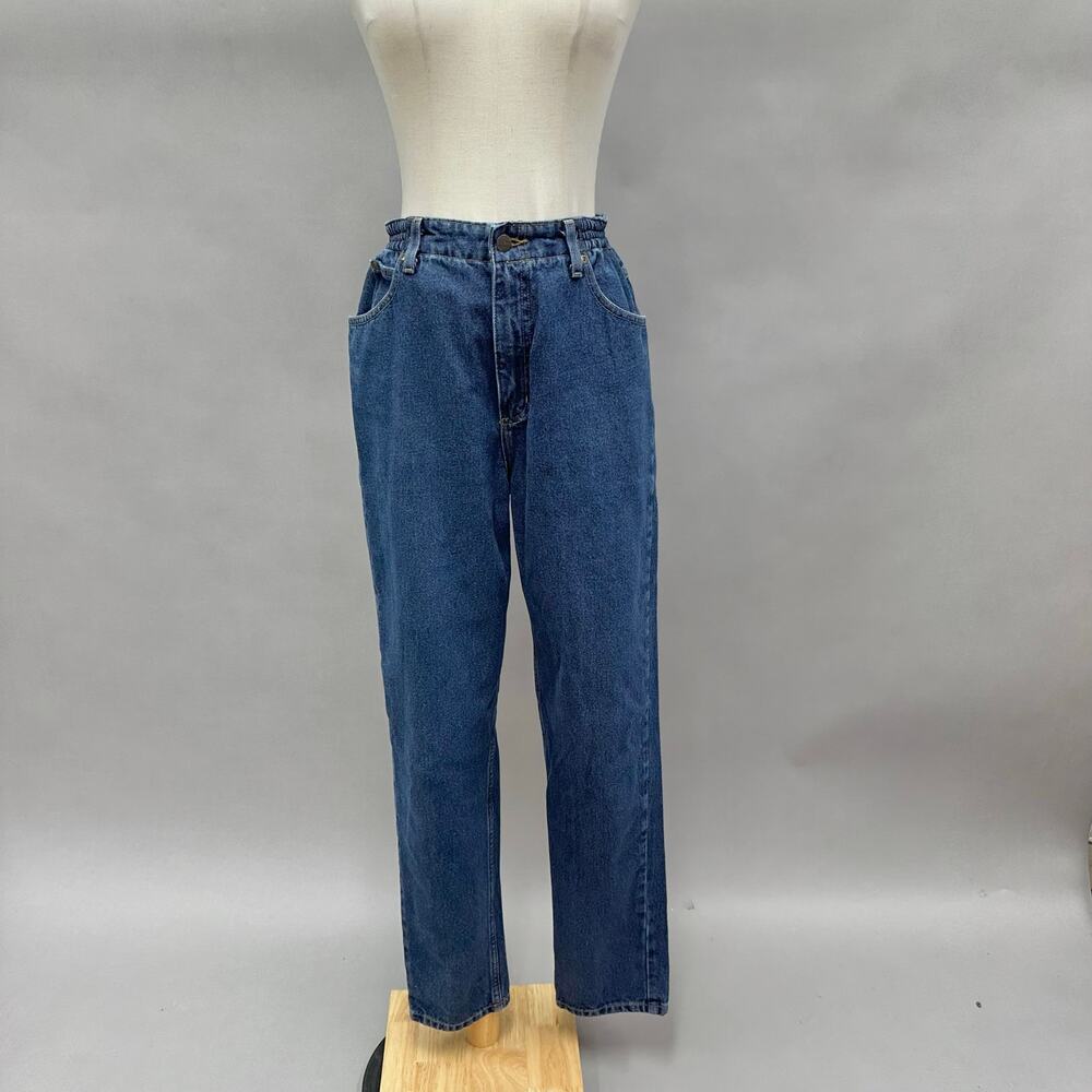 L.L. Bean Straight leg dark Jeans high rise partial elastic waist‎ Size 8 M Tall